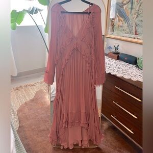 MANGO Royal Long Sleeve Ruffle Dress